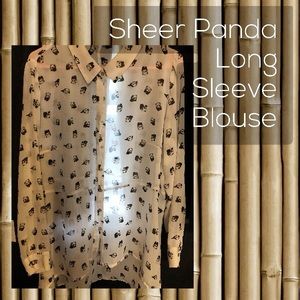 Sheer Panda Long Sleeve Blouse